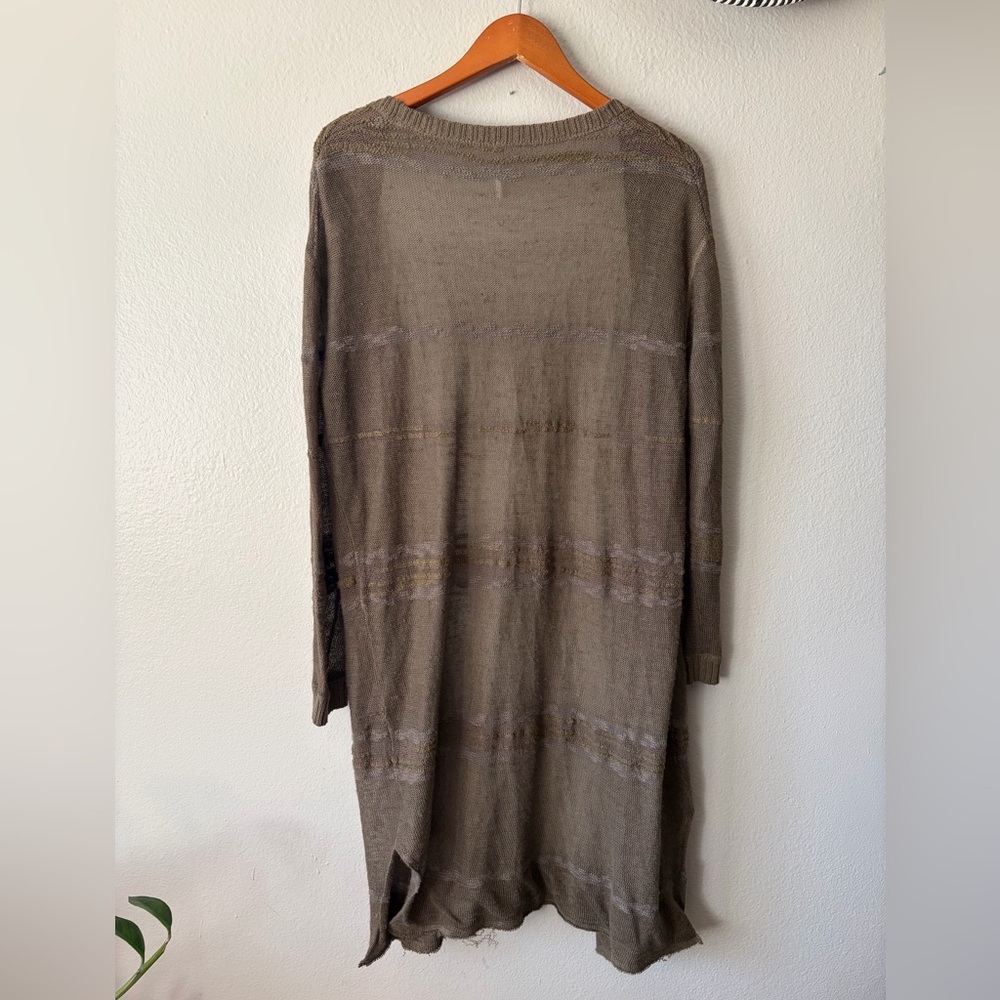 Free People Open Knit Green Brown Duster Cardigan Sweater Women’s Extra Small XS - Picture 3 of 14